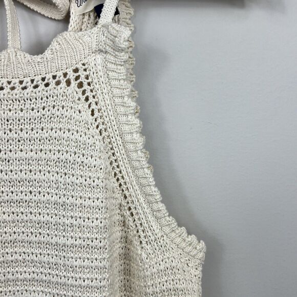 Universal Thread Beige Cotton Crochet Knit Sleeveless Romper Sz S NWT - Picture 6 of 14